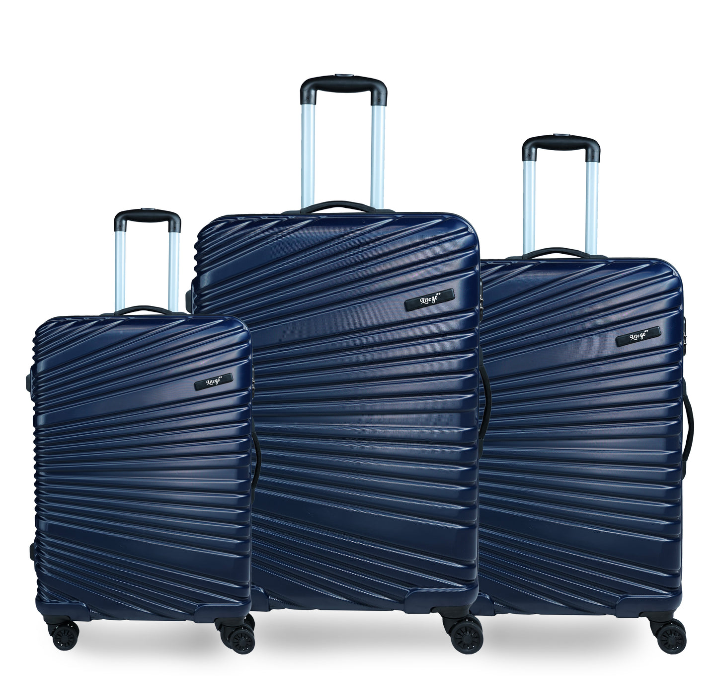 Set of 3 Navy Blue Travel Luggage Bags