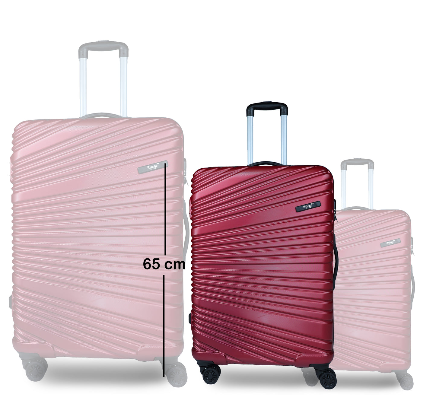Set of 3 Red Travel Luggage Bags