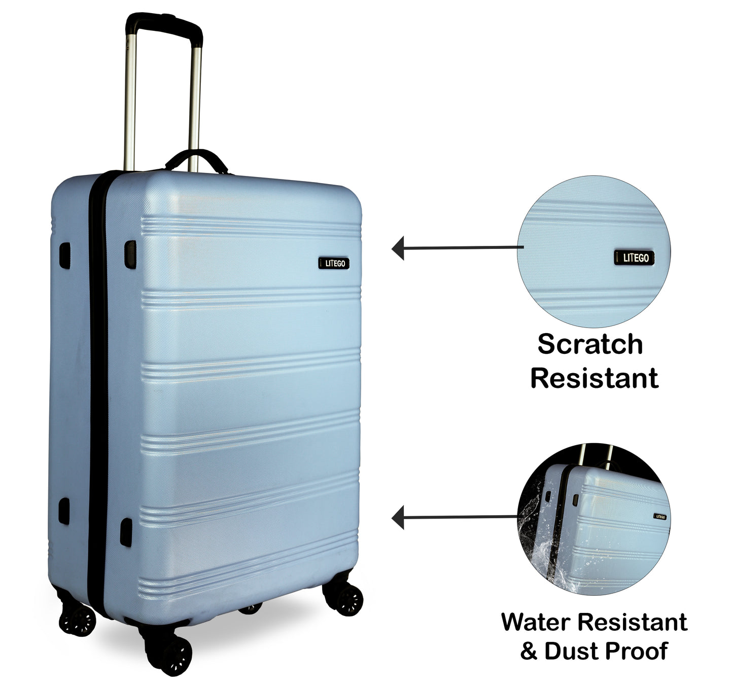 Set of 3 Silver Travel Luggage Bags