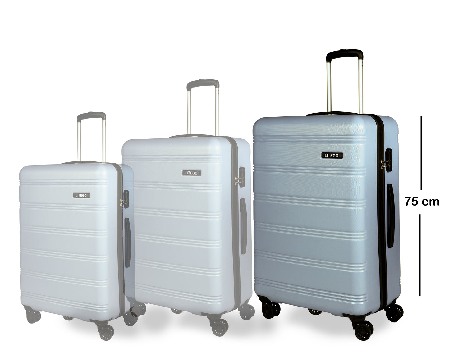 Set of 3 Silver Travel Luggage Bags