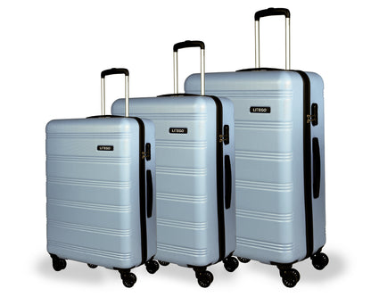 Set of 3 Silver Travel Luggage Bags