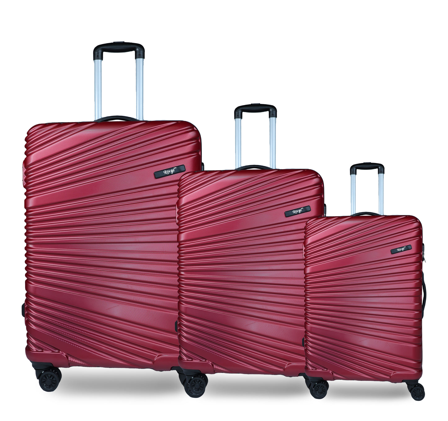 Set of 3 Red Travel Luggage Bags