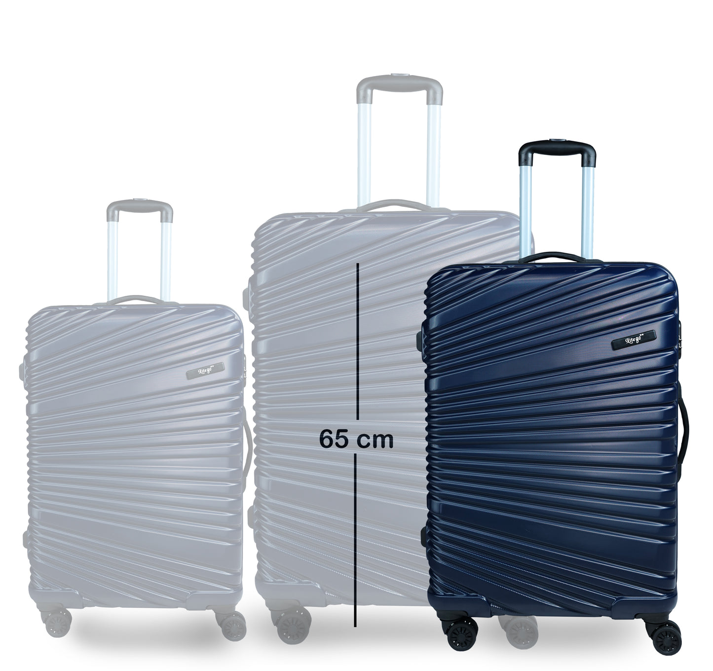 Set of 3 Navy Blue Travel Luggage Bags