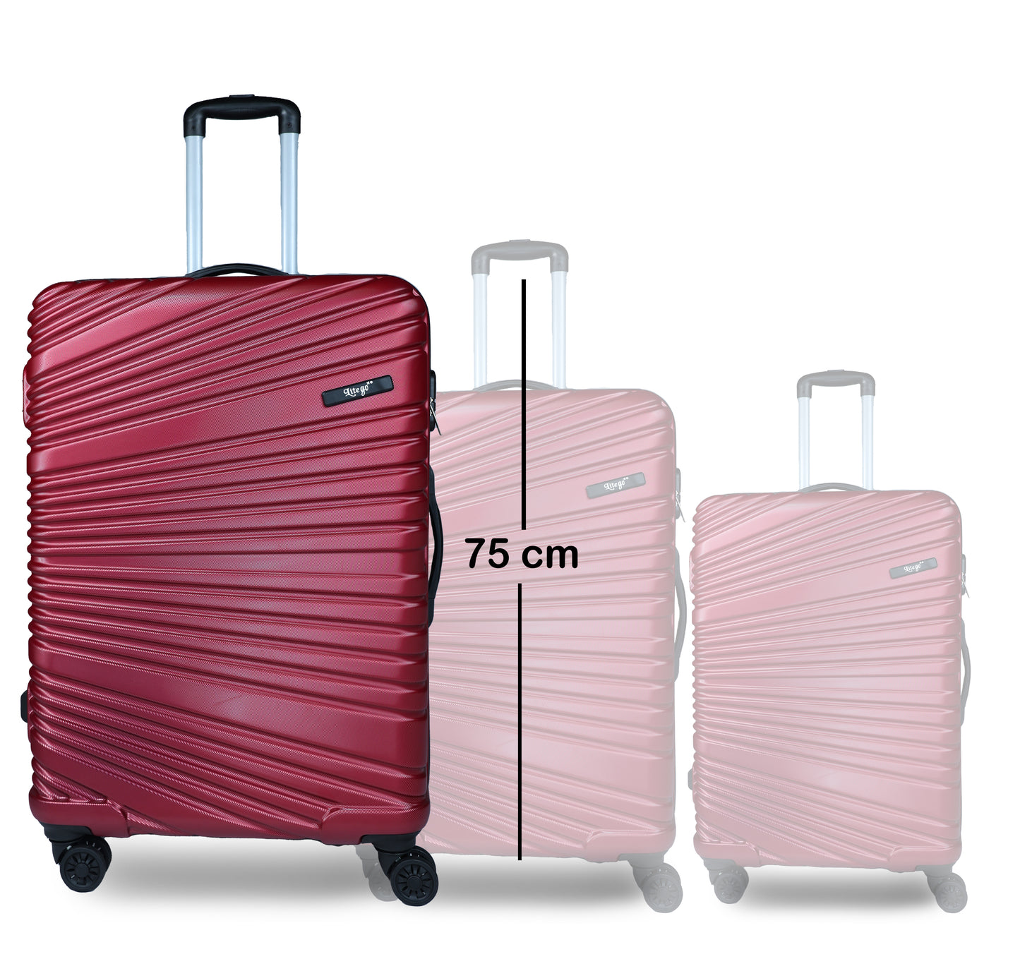 Set of 3 Red Travel Luggage Bags