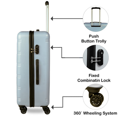 Set of 3 Silver Travel Luggage Bags