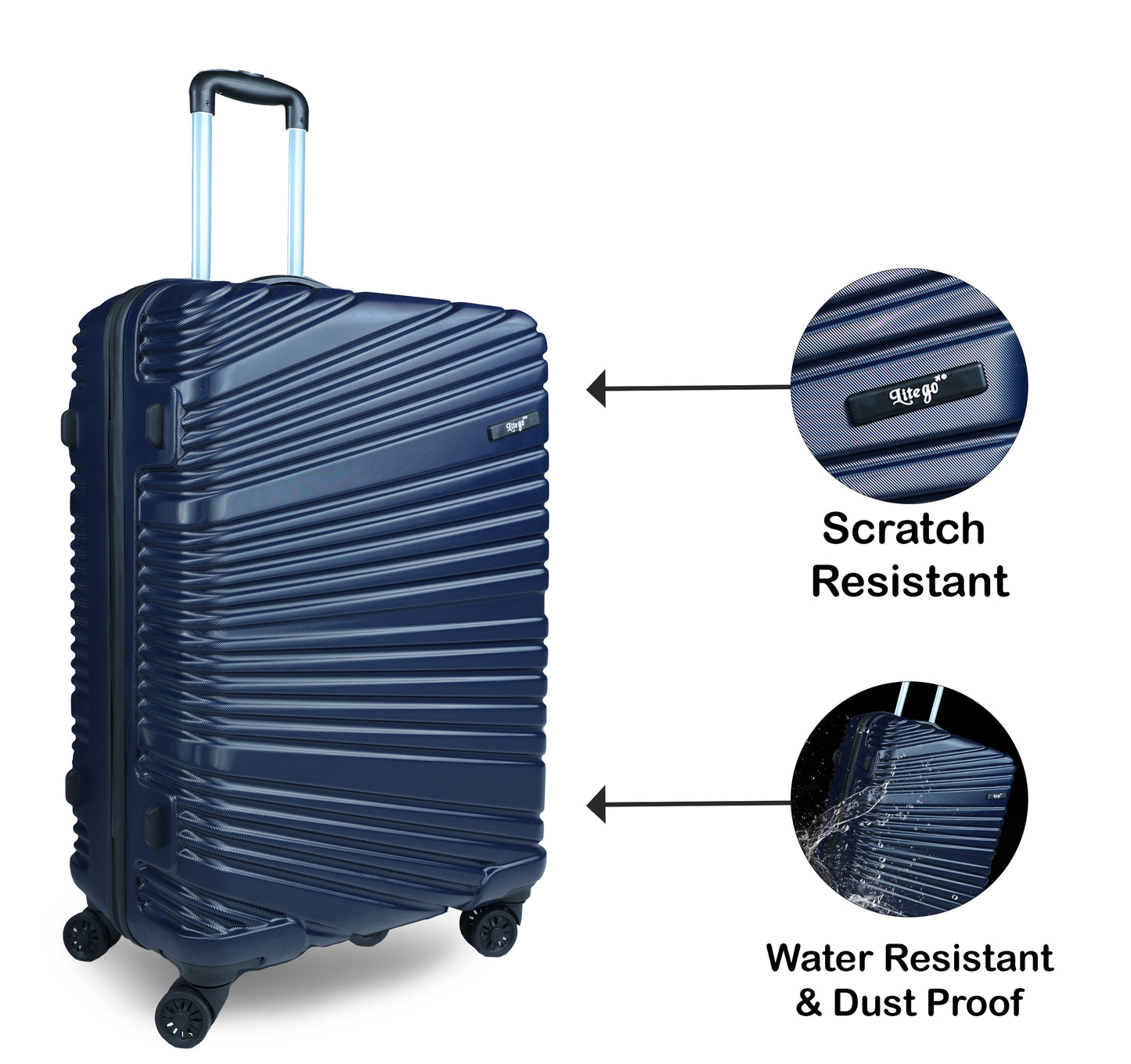 Set of 3 Navy Blue Travel Luggage Bags