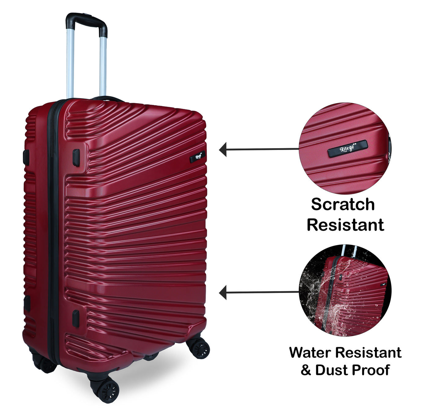 Set of 3 Red Travel Luggage Bags